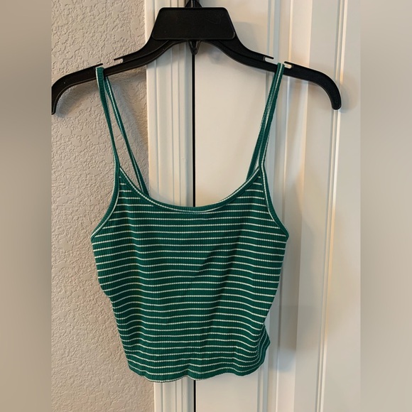 American Eagle outfitters AEO tank top. Green and white stripes. size small - Picture 1 of 3